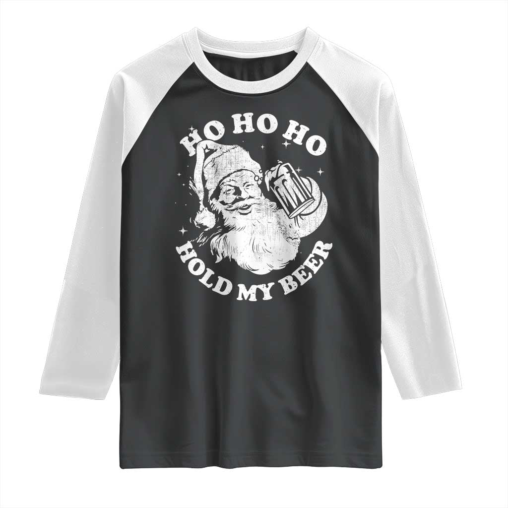 Santa Ho Ho Hold My Beer Raglan Shirt Funny Christmas In July Summer Xmas - Wonder Print Shop
