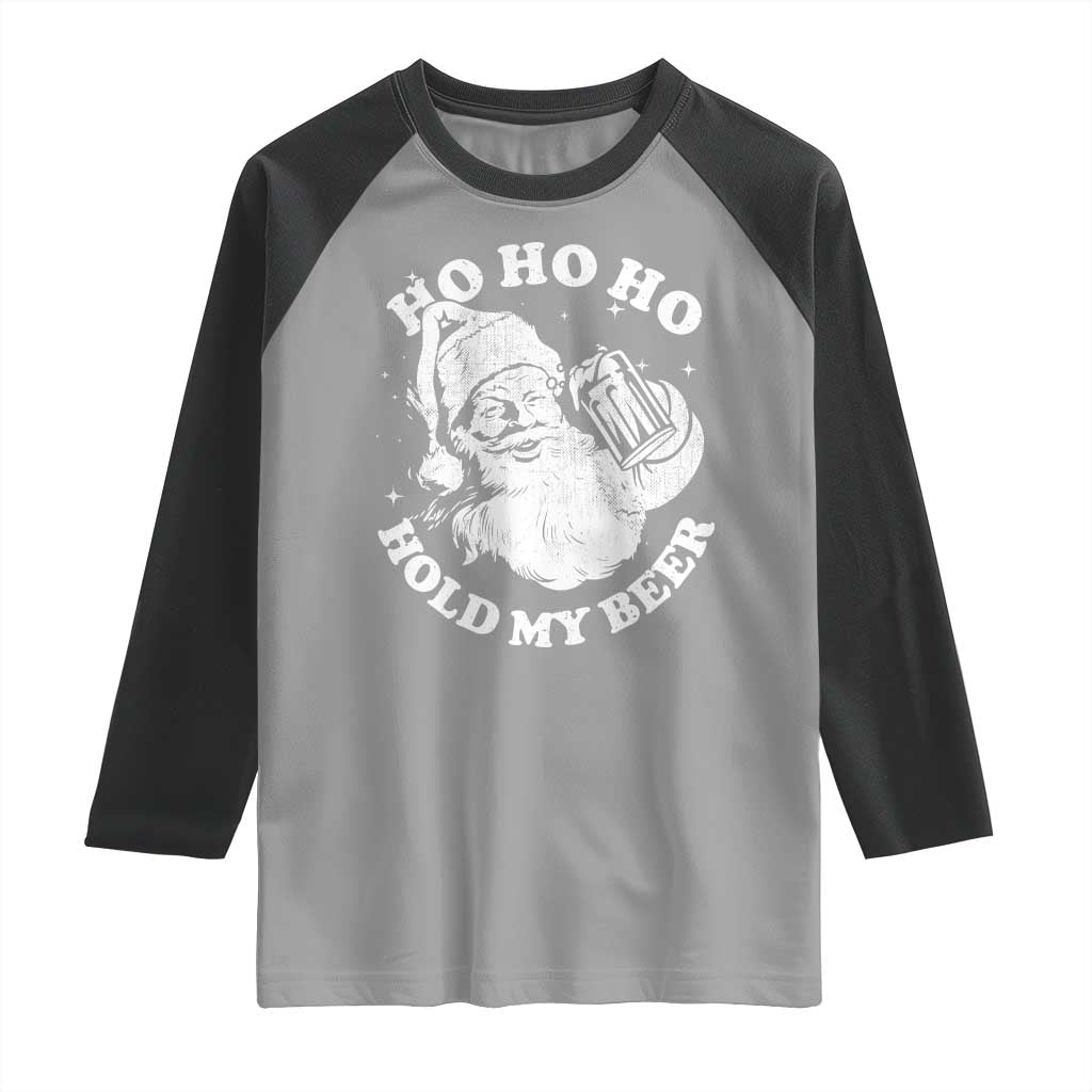 Santa Ho Ho Hold My Beer Raglan Shirt Funny Christmas In July Summer Xmas - Wonder Print Shop