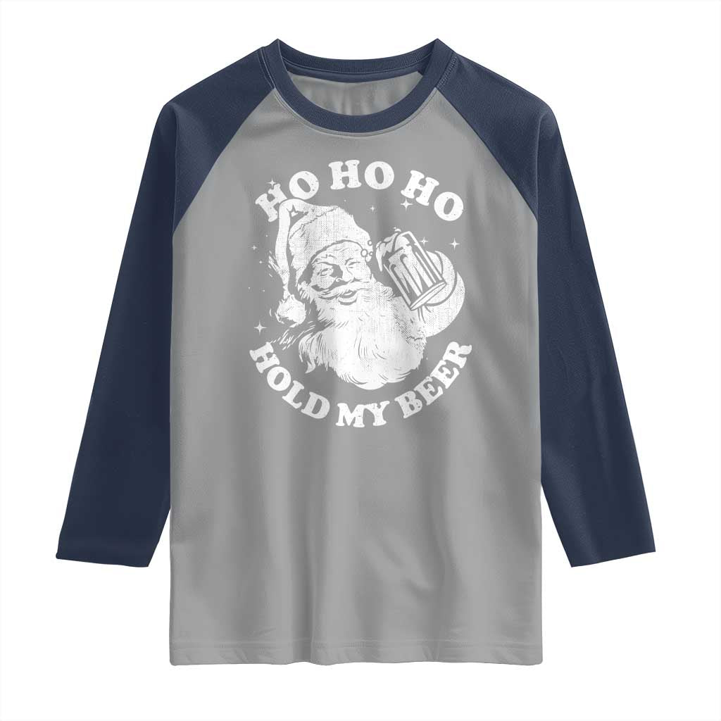 Santa Ho Ho Hold My Beer Raglan Shirt Funny Christmas In July Summer Xmas - Wonder Print Shop