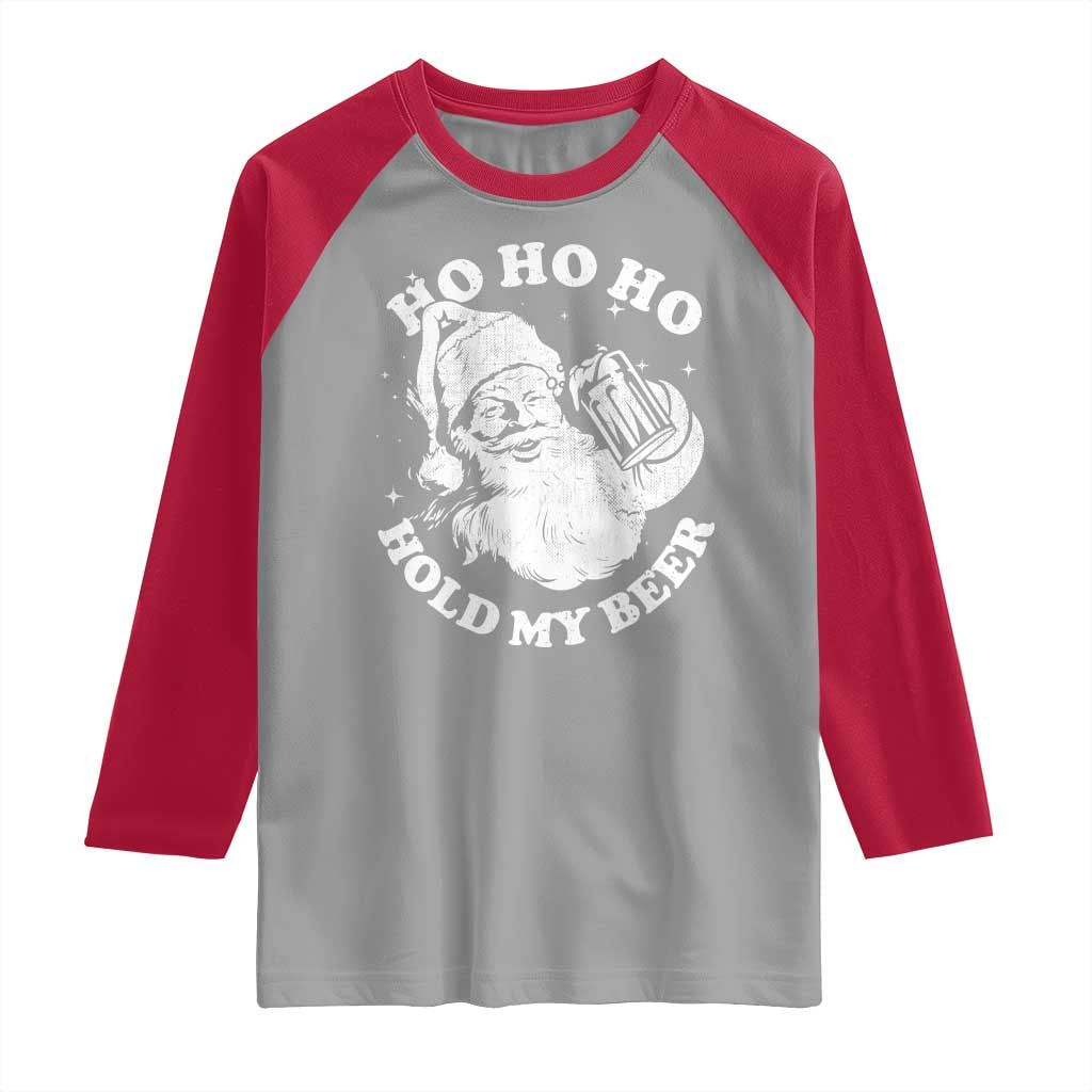 Santa Ho Ho Hold My Beer Raglan Shirt Funny Christmas In July Summer Xmas - Wonder Print Shop