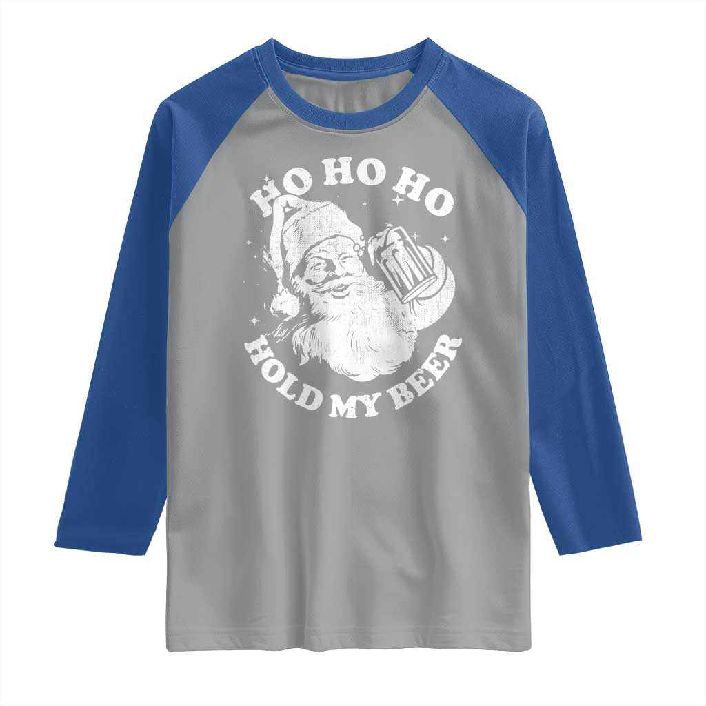 Santa Ho Ho Hold My Beer Raglan Shirt Funny Christmas In July Summer Xmas - Wonder Print Shop