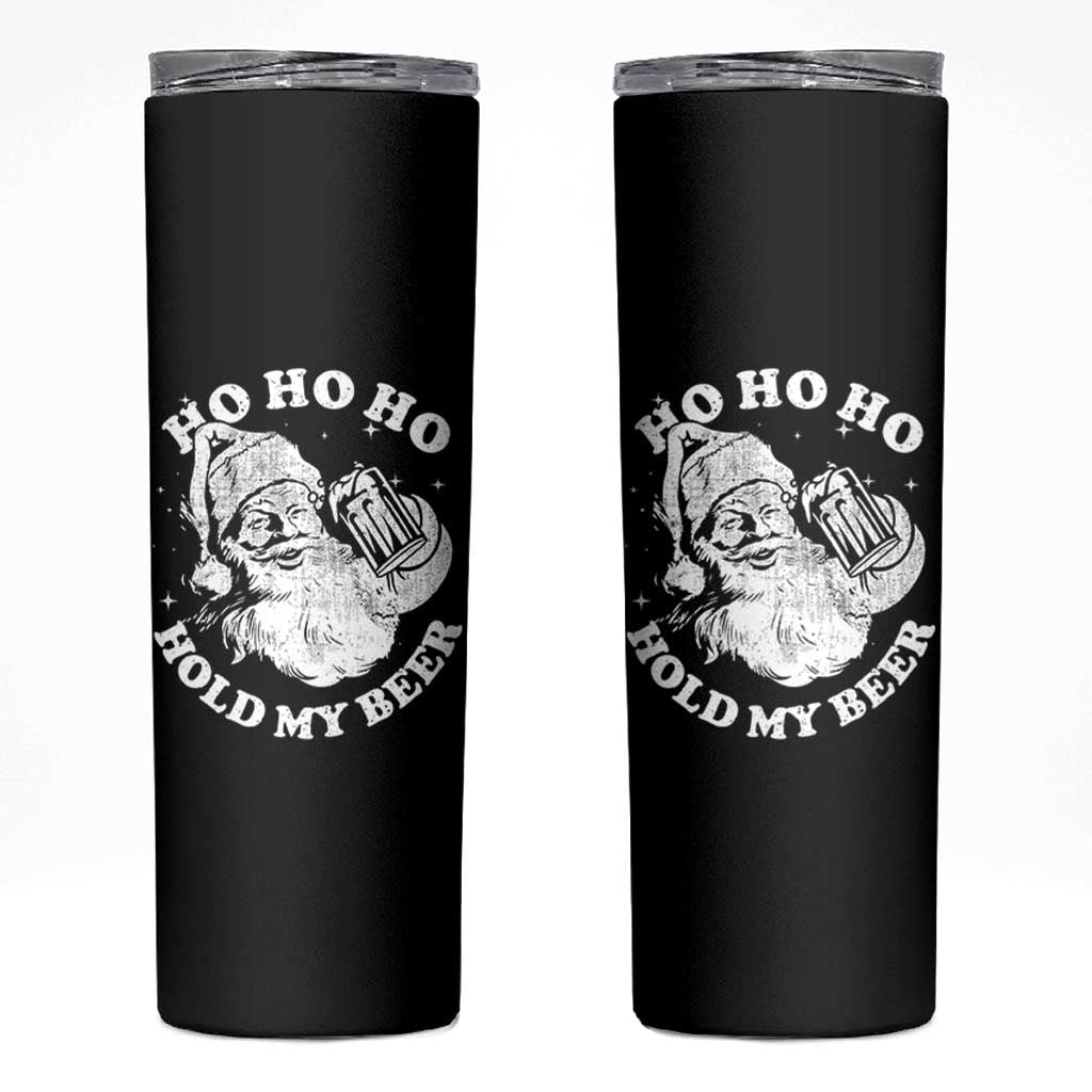 Santa Ho Ho Hold My Beer Skinny Tumbler Funny Christmas In July Summer Xmas - Wonder Print Shop