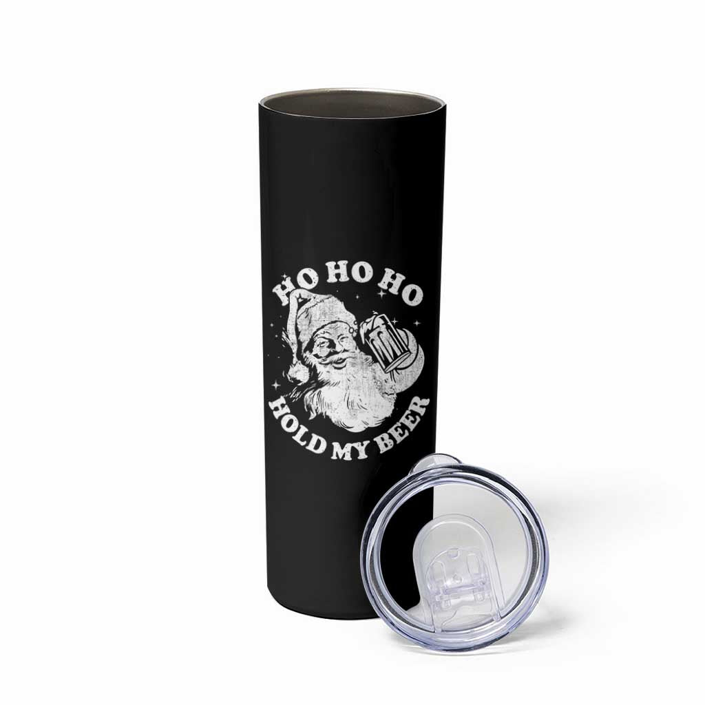 Santa Ho Ho Hold My Beer Skinny Tumbler Funny Christmas In July Summer Xmas - Wonder Print Shop
