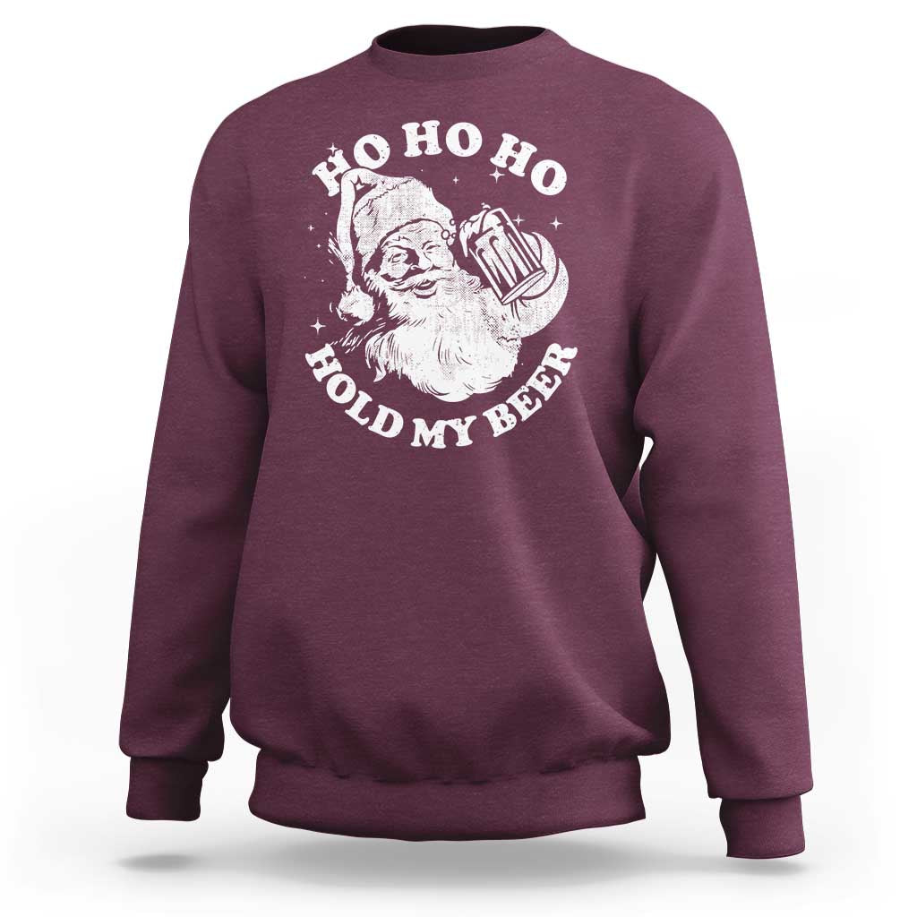 Santa Ho Ho Hold My Beer Sweatshirt Funny Christmas In July Summer Xmas - Wonder Print Shop