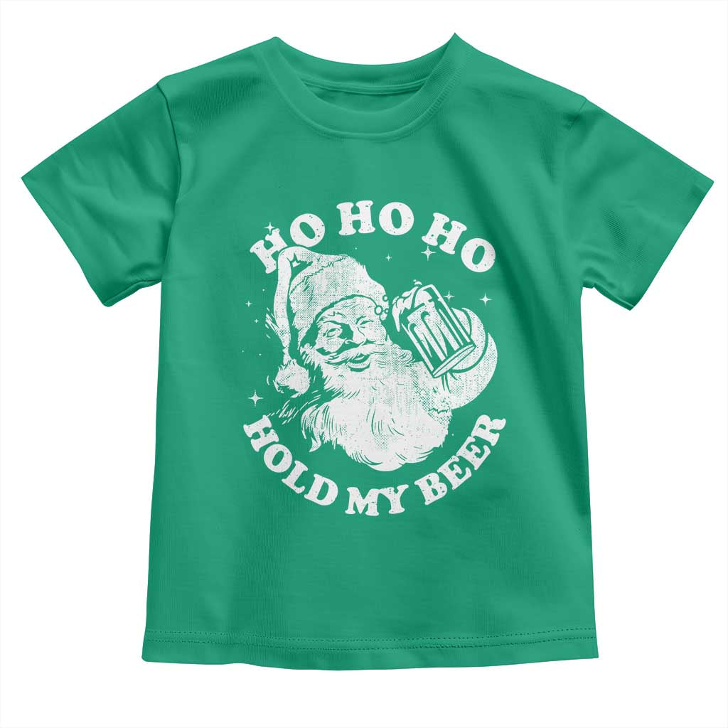 Santa Ho Ho Hold My Beer Toddler T Shirt Funny Christmas In July Summer Xmas - Wonder Print Shop
