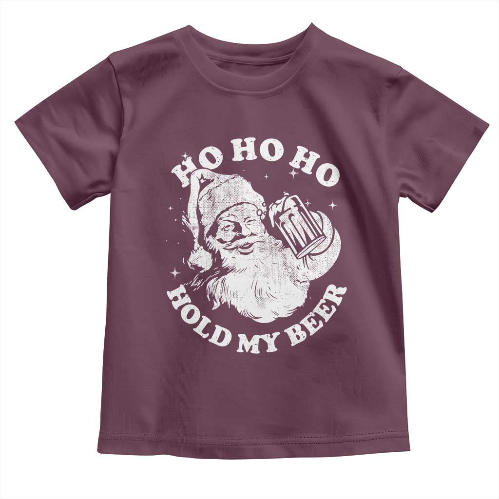 Santa Ho Ho Hold My Beer Toddler T Shirt Funny Christmas In July Summer Xmas - Wonder Print Shop