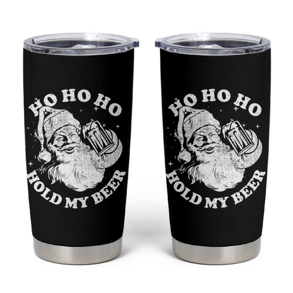 Santa Ho Ho Hold My Beer Tumbler Cup Funny Christmas In July Summer Xmas - Wonder Print Shop