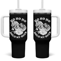 Santa Ho Ho Hold My Beer Tumbler With Handle Funny Christmas In July Summer Xmas - Wonder Print Shop