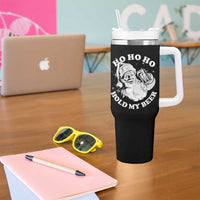 Santa Ho Ho Hold My Beer Tumbler With Handle Funny Christmas In July Summer Xmas - Wonder Print Shop