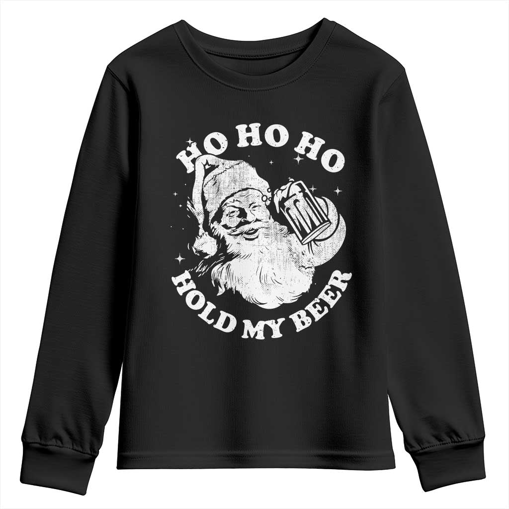 Santa Ho Ho Hold My Beer Youth Sweatshirt Funny Christmas In July Summer Xmas - Wonder Print Shop