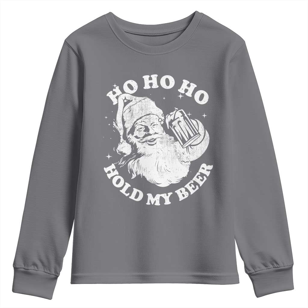 Santa Ho Ho Hold My Beer Youth Sweatshirt Funny Christmas In July Summer Xmas - Wonder Print Shop