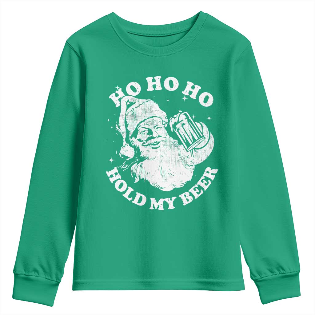 Santa Ho Ho Hold My Beer Youth Sweatshirt Funny Christmas In July Summer Xmas - Wonder Print Shop