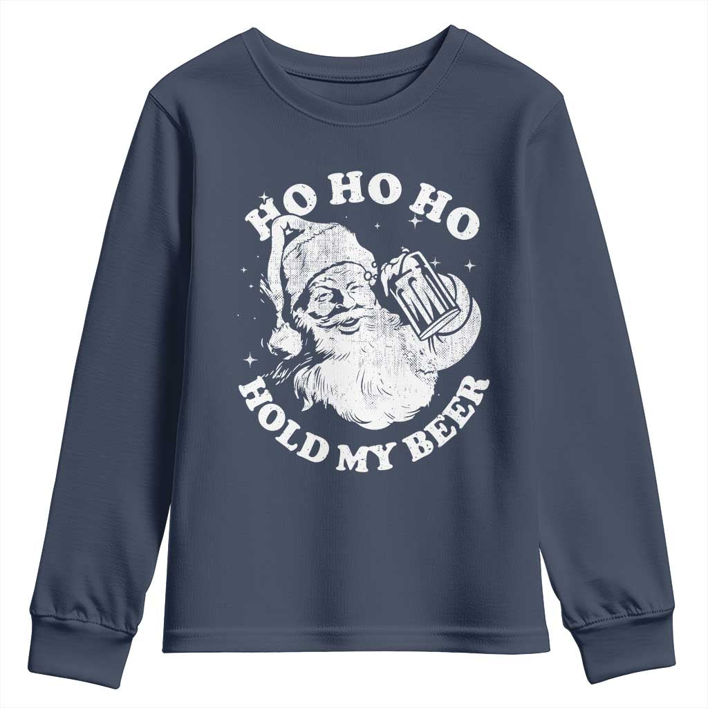 Santa Ho Ho Hold My Beer Youth Sweatshirt Funny Christmas In July Summer Xmas - Wonder Print Shop