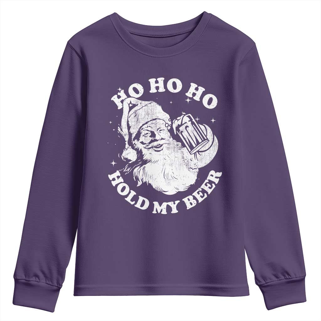 Santa Ho Ho Hold My Beer Youth Sweatshirt Funny Christmas In July Summer Xmas - Wonder Print Shop