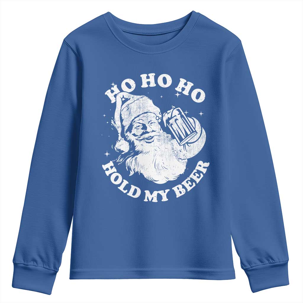 Santa Ho Ho Hold My Beer Youth Sweatshirt Funny Christmas In July Summer Xmas - Wonder Print Shop