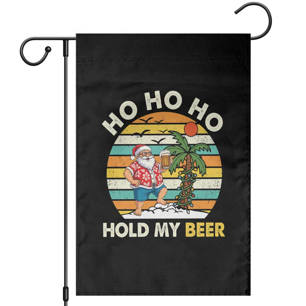 Christmas In July Santa Ho Ho Hold My Beer Garden Flag Summer Beach Hawaii Santa USA Flag - Wonder Print Shop