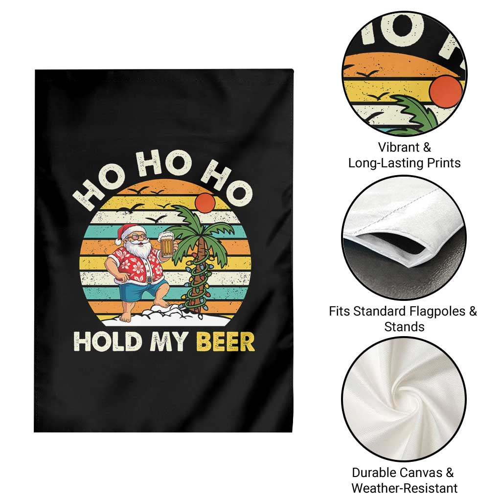 Christmas In July Santa Ho Ho Hold My Beer Garden Flag Summer Beach Hawaii Santa USA Flag - Wonder Print Shop
