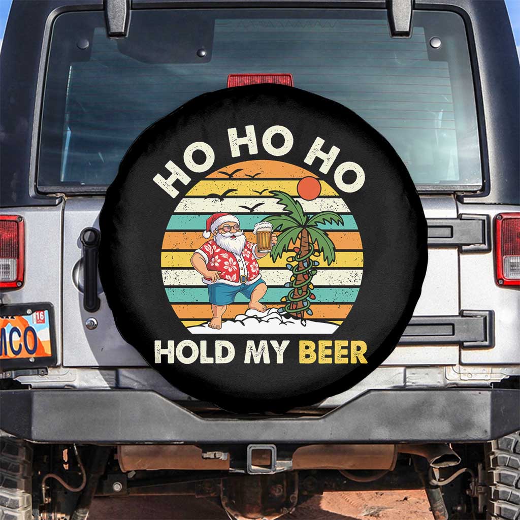 Christmas In July Santa Ho Ho Hold My Beer Spare Tire Cover Summer Beach Hawaii Santa USA Flag - Wonder Print Shop