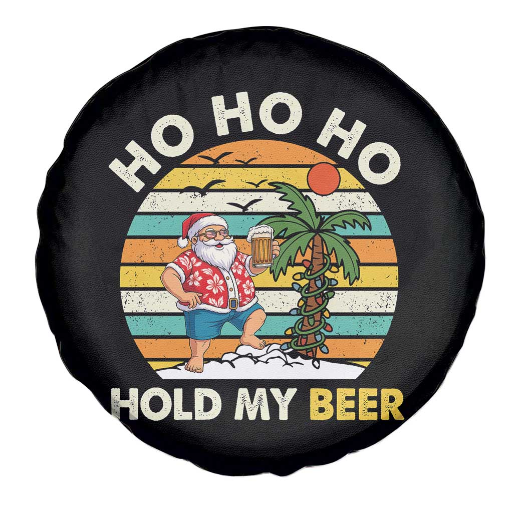 Christmas In July Santa Ho Ho Hold My Beer Spare Tire Cover Summer Beach Hawaii Santa USA Flag - Wonder Print Shop