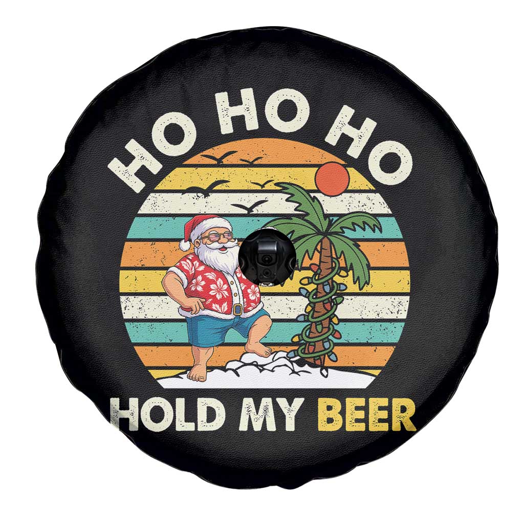 Christmas In July Santa Ho Ho Hold My Beer Spare Tire Cover Summer Beach Hawaii Santa USA Flag - Wonder Print Shop