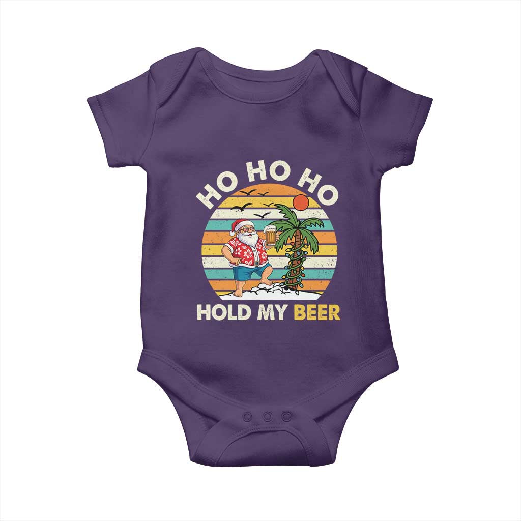 Christmas In July Santa Ho Ho Hold My Beer Baby Onesie Summer Beach Hawaii Santa USA Flag - Wonder Print Shop