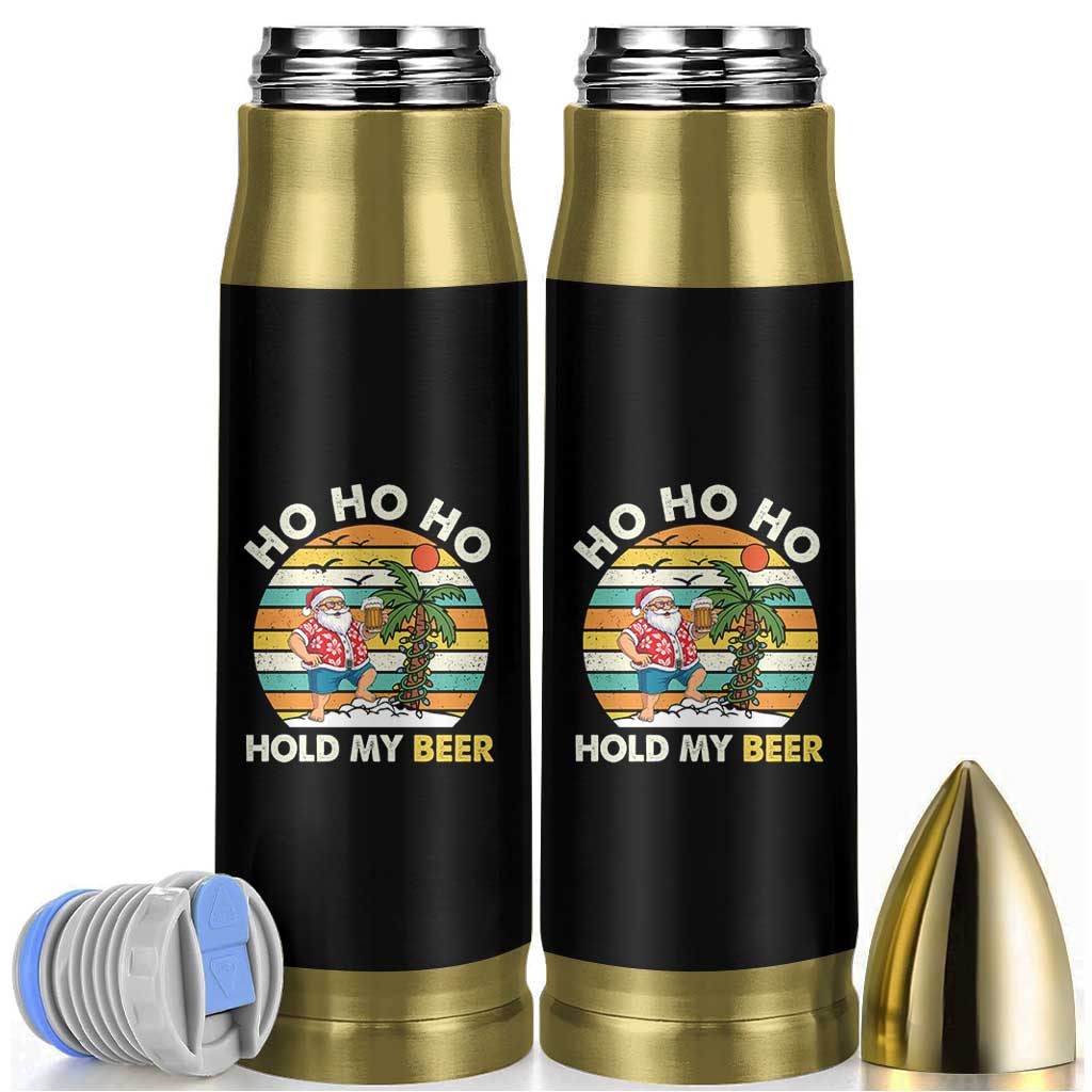 Christmas In July Santa Ho Ho Hold My Beer Bullet Tumbler Summer Beach Hawaii Santa USA Flag - Wonder Print Shop