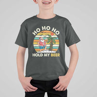 Christmas In July Santa Ho Ho Hold My Beer T Shirt For Kid Summer Beach Hawaii Santa USA Flag - Wonder Print Shop