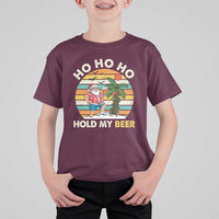Christmas In July Santa Ho Ho Hold My Beer T Shirt For Kid Summer Beach Hawaii Santa USA Flag - Wonder Print Shop