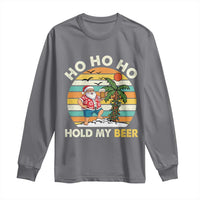 Christmas In July Santa Ho Ho Hold My Beer Long Sleeve Shirt Summer Beach Hawaii Santa USA Flag - Wonder Print Shop