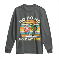 Christmas In July Santa Ho Ho Hold My Beer Long Sleeve Shirt Summer Beach Hawaii Santa USA Flag - Wonder Print Shop