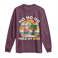 Christmas In July Santa Ho Ho Hold My Beer Long Sleeve Shirt Summer Beach Hawaii Santa USA Flag - Wonder Print Shop