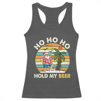 Christmas In July Santa Ho Ho Hold My Beer Racerback Tank Top Summer Beach Hawaii Santa USA Flag - Wonder Print Shop