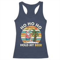 Christmas In July Santa Ho Ho Hold My Beer Racerback Tank Top Summer Beach Hawaii Santa USA Flag - Wonder Print Shop