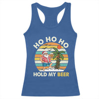 Christmas In July Santa Ho Ho Hold My Beer Racerback Tank Top Summer Beach Hawaii Santa USA Flag - Wonder Print Shop