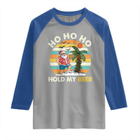 Christmas In July Santa Ho Ho Hold My Beer Raglan Shirt Summer Beach Hawaii Santa USA Flag - Wonder Print Shop