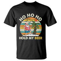 Christmas In July Santa Ho Ho Hold My Beer T Shirt Summer Beach Hawaii Santa USA Flag - Wonder Print Shop