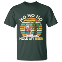 Christmas In July Santa Ho Ho Hold My Beer T Shirt Summer Beach Hawaii Santa USA Flag - Wonder Print Shop