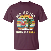 Christmas In July Santa Ho Ho Hold My Beer T Shirt Summer Beach Hawaii Santa USA Flag - Wonder Print Shop