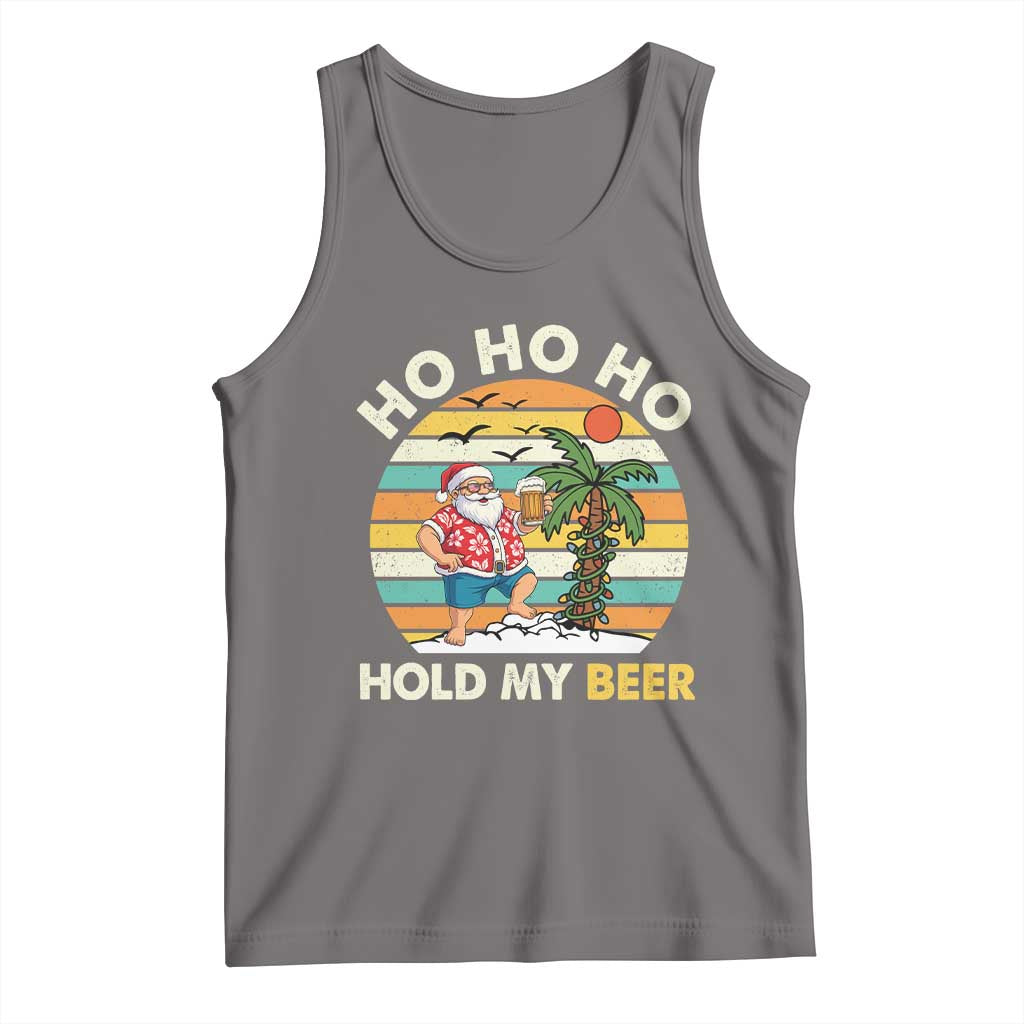 Christmas In July Santa Ho Ho Hold My Beer Tank Top Summer Beach Hawaii Santa USA Flag - Wonder Print Shop