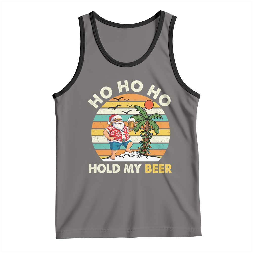 Christmas In July Santa Ho Ho Hold My Beer Tank Top Summer Beach Hawaii Santa USA Flag - Wonder Print Shop