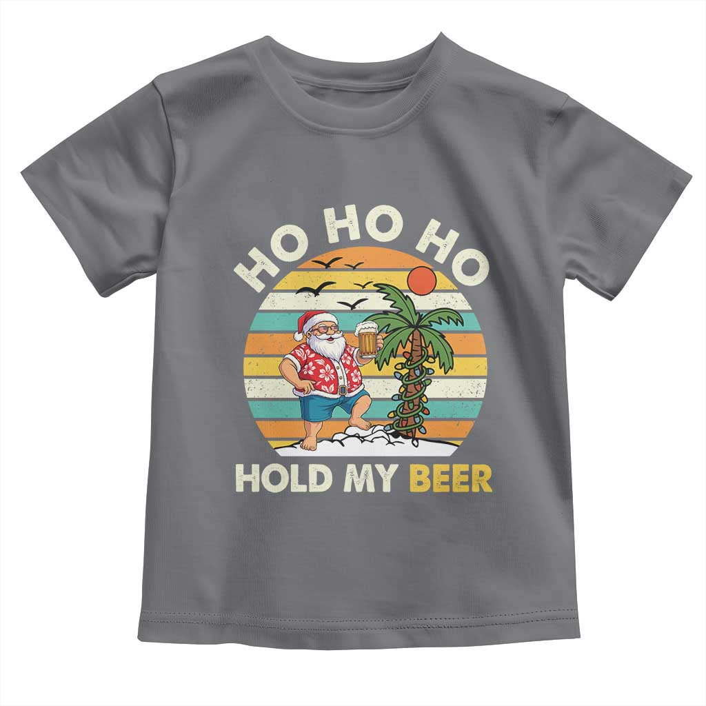 Christmas In July Santa Ho Ho Hold My Beer Toddler T Shirt Summer Beach Hawaii Santa USA Flag - Wonder Print Shop