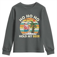 Christmas In July Santa Ho Ho Hold My Beer Youth Sweatshirt Summer Beach Hawaii Santa USA Flag - Wonder Print Shop