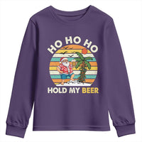 Christmas In July Santa Ho Ho Hold My Beer Youth Sweatshirt Summer Beach Hawaii Santa USA Flag - Wonder Print Shop