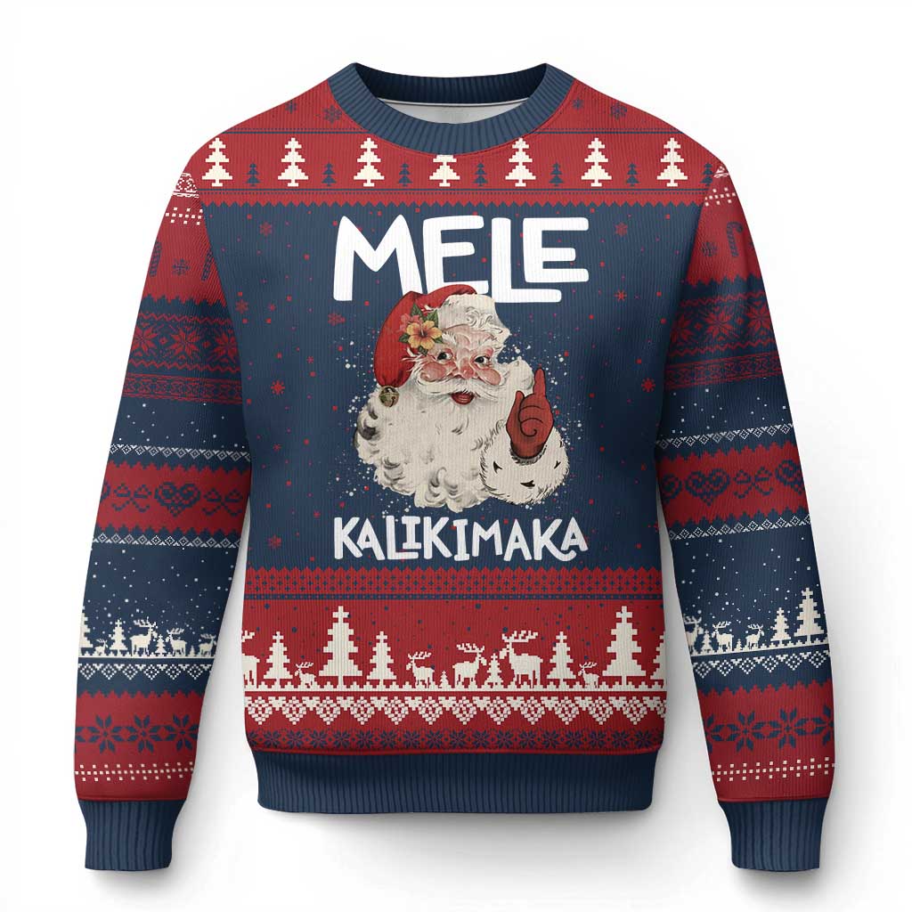 Mele Kalikimaka Ugly Christmas Sweater Hawaii Xmas Party Santa - Wonder Print Shop