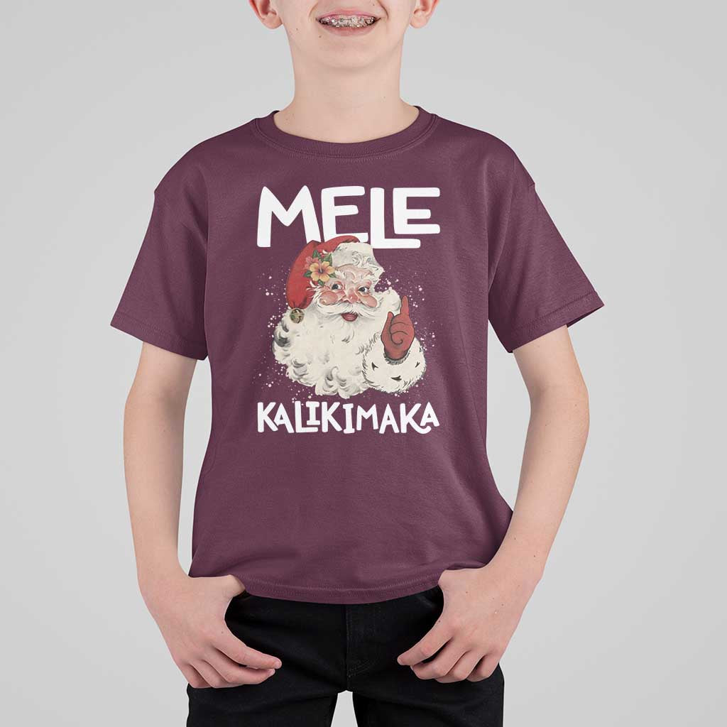 Mele Kalikimaka T Shirt For Kid Hawaii Christmas Party Santa - Wonder Print Shop