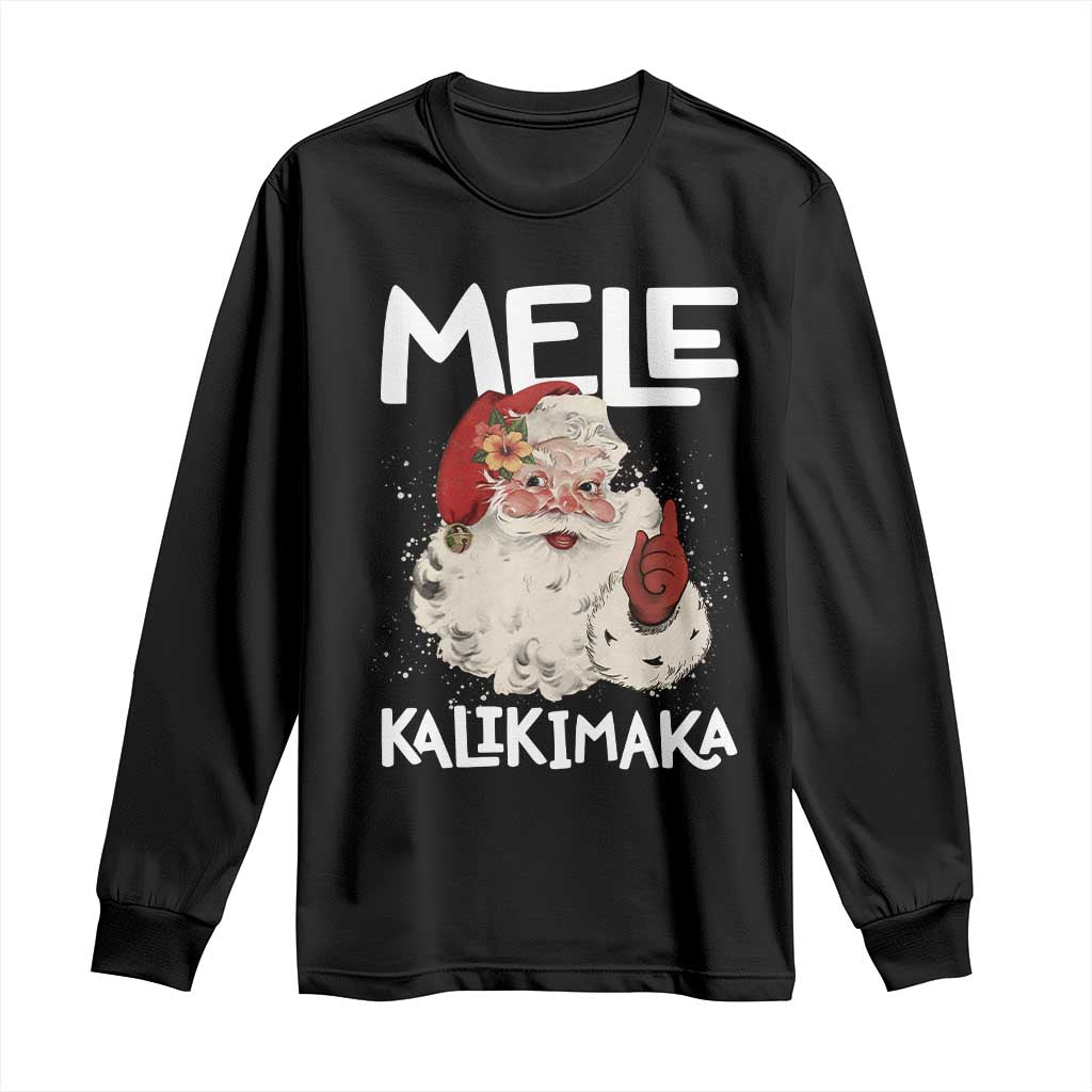 Mele Kalikimaka Long Sleeve Shirt Hawaii Christmas Party Santa - Wonder Print Shop