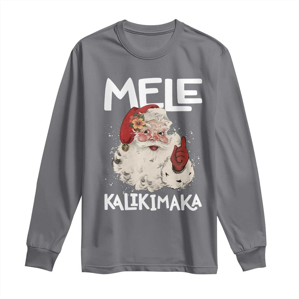 Mele Kalikimaka Long Sleeve Shirt Hawaii Christmas Party Santa - Wonder Print Shop