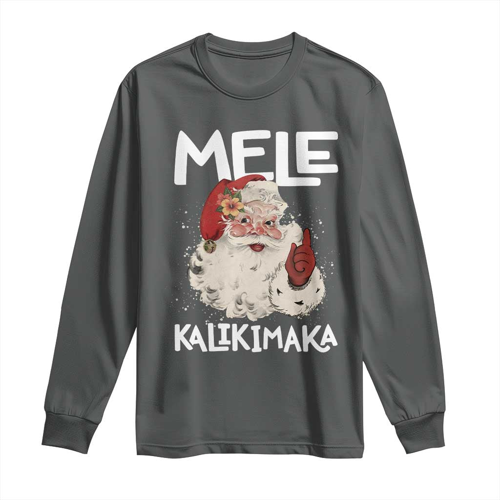 Mele Kalikimaka Long Sleeve Shirt Hawaii Christmas Party Santa - Wonder Print Shop