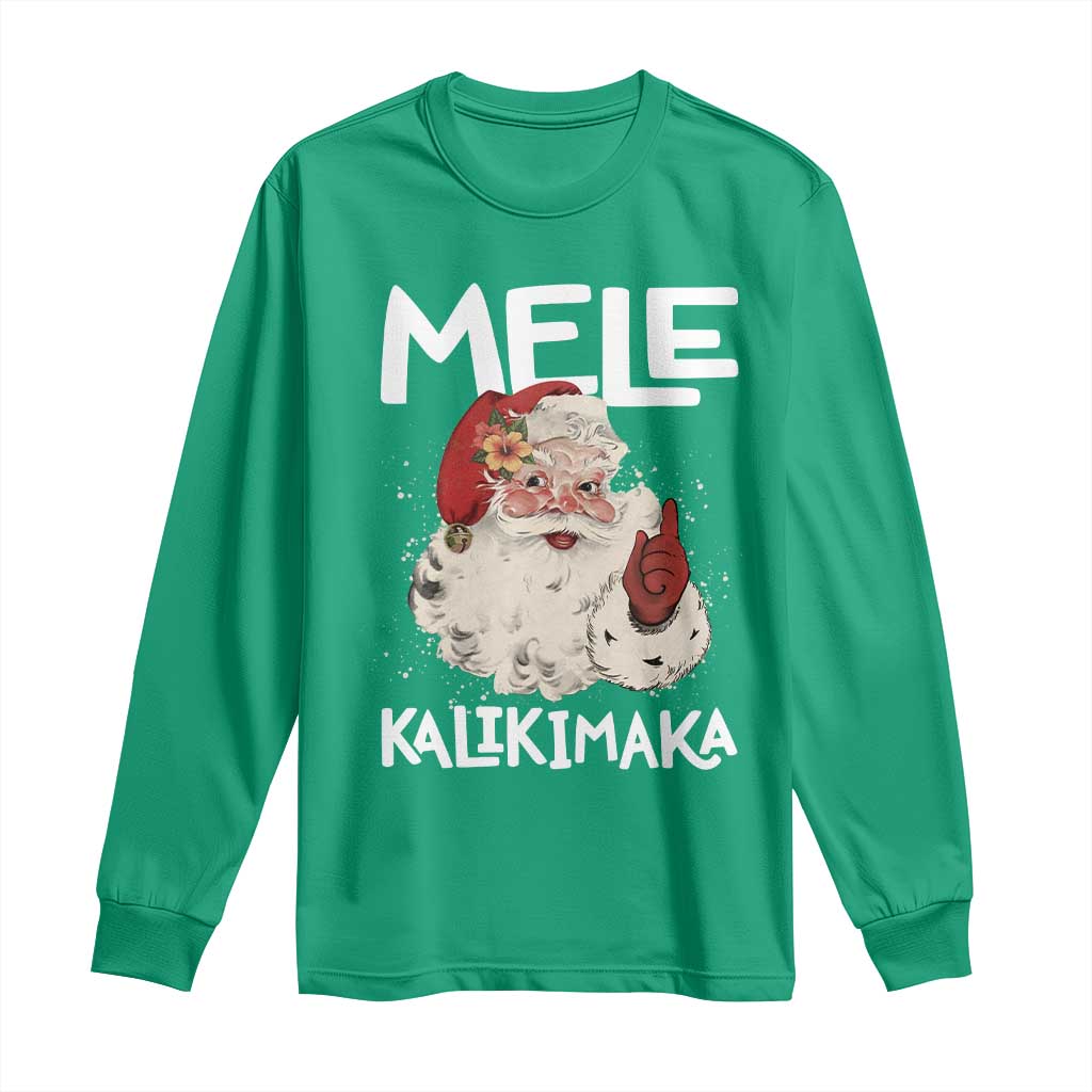 Mele Kalikimaka Long Sleeve Shirt Hawaii Christmas Party Santa - Wonder Print Shop