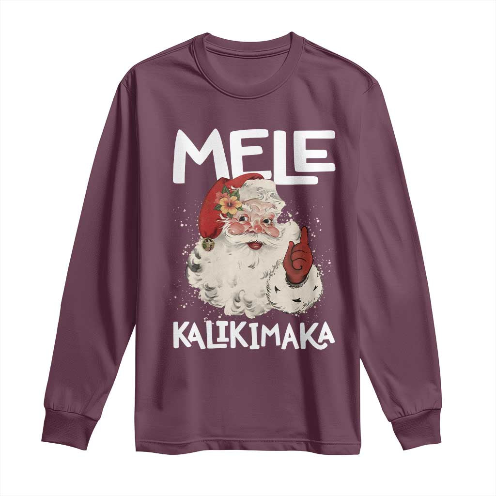 Mele Kalikimaka Long Sleeve Shirt Hawaii Christmas Party Santa - Wonder Print Shop
